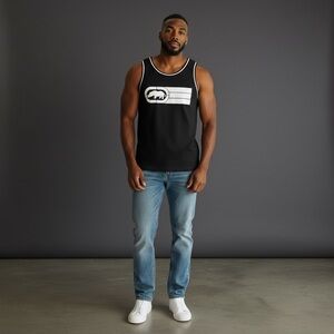 VTG Ecko Unltd Men’s Tank Top Small Basketball Jersey Black Rhino Logo